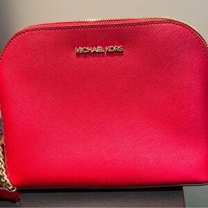 Michael Kors Cindy Dome Crossbody Bag in Red with gold accents USED ONCE